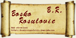 Boško Rošulović vizit kartica